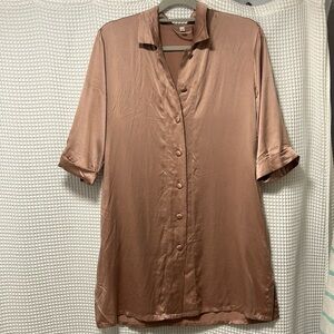 Lilysilk Women’s Nighshirt Classic 22 Charmeuse Silk Silk Mauve 3/4 Sleeve Sz M